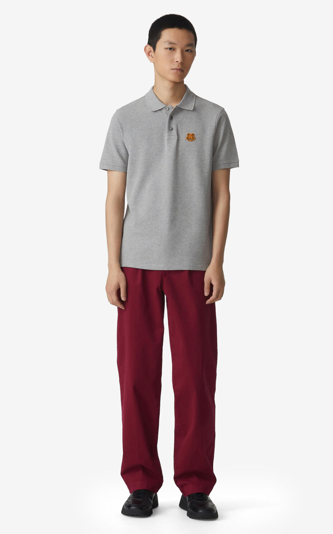 Polo Kenzo Tiger Crest Homme Grise | KCAZ-02413